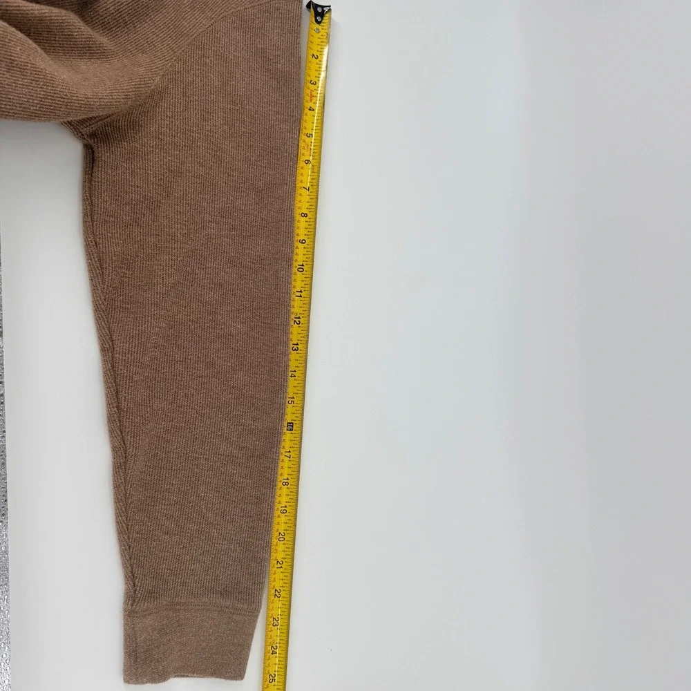 Banana Republic Mens Tan Brown Ribbed Knit Quarter Zip Sweater Large BR Logo